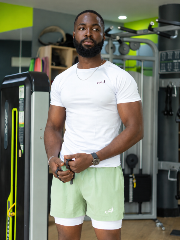 Chemise de Compression Muscle Fit (blanc)Homme – Manches Courtes