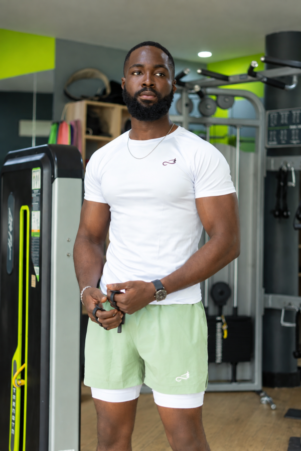 Chemise de Compression Muscle Fit (blanc)Homme – Manches Courtes