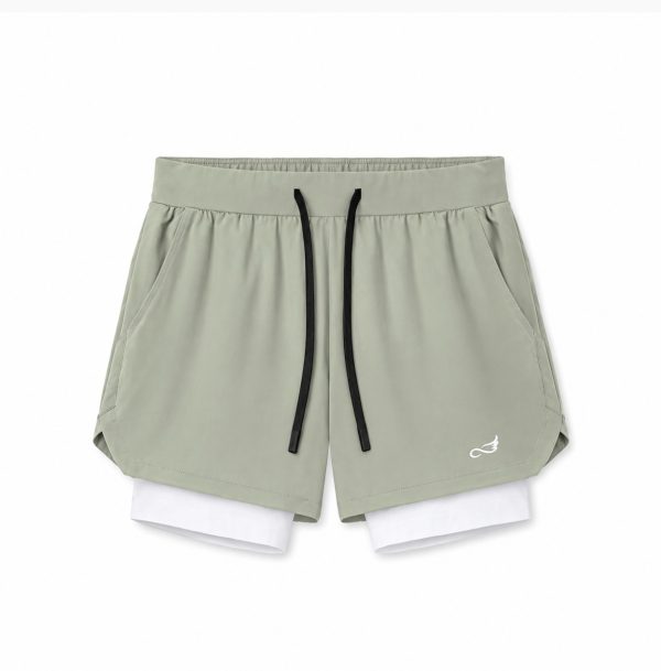 Short de Sport 2-en-1 Homme (vert pâle)Unbounded