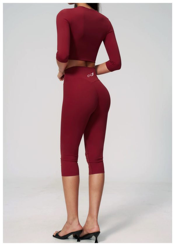Ensemble deux pièces en tissu brossé pour femme —  rouge bordeaux