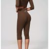 Ensemble deux pièces en tissu brossé pour femme —  marron
