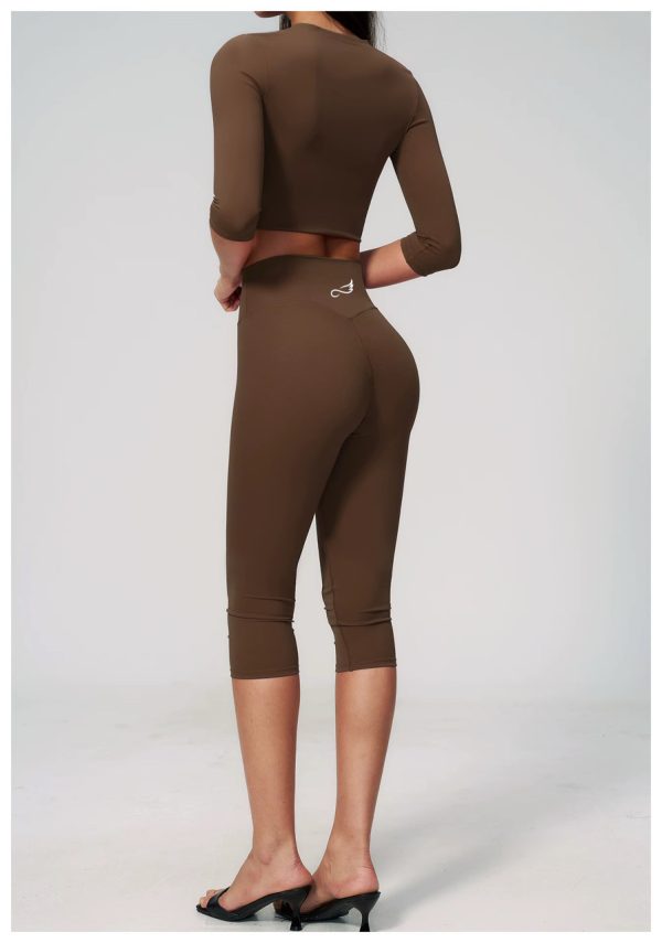 Ensemble deux pièces en tissu brossé pour femme —  marron