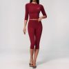 Ensemble deux pièces en tissu brossé pour femme —  rouge bordeaux