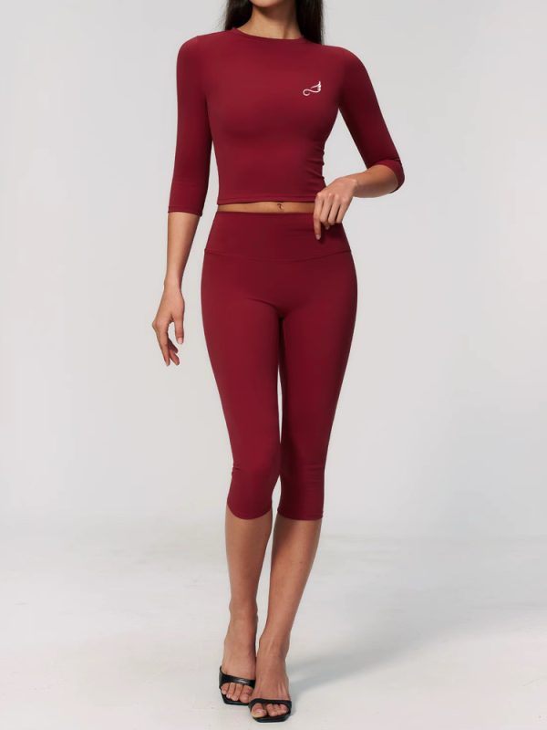 Ensemble deux pièces en tissu brossé pour femme —  rouge bordeaux