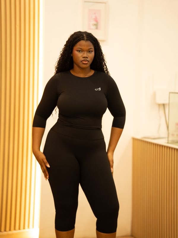 Ensemble deux pièces en tissu brossé pour femme — Black