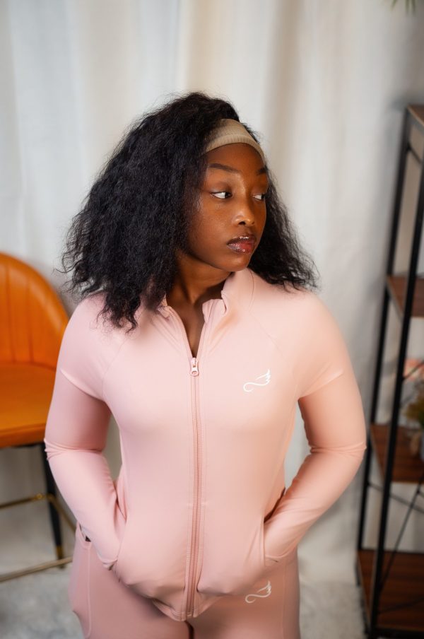 Ensemble Zippé Manches Longues Legging — Rose Poudré