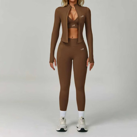Ensemble Sport Femme Unbounded – 3 Pièces Sculptant Marron