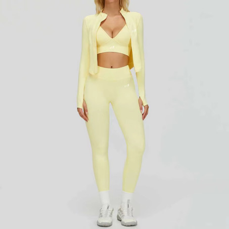 Ensemble Sport Femme Unbounded – Legging Taille Haute 3 Pièces jaune vanille